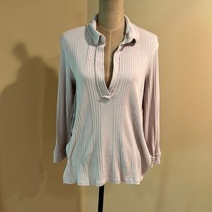 Free People V Neck Collared Top